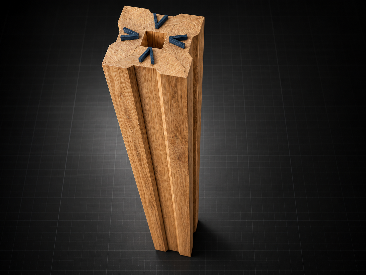 Four I-Wood members forming a hollow square post