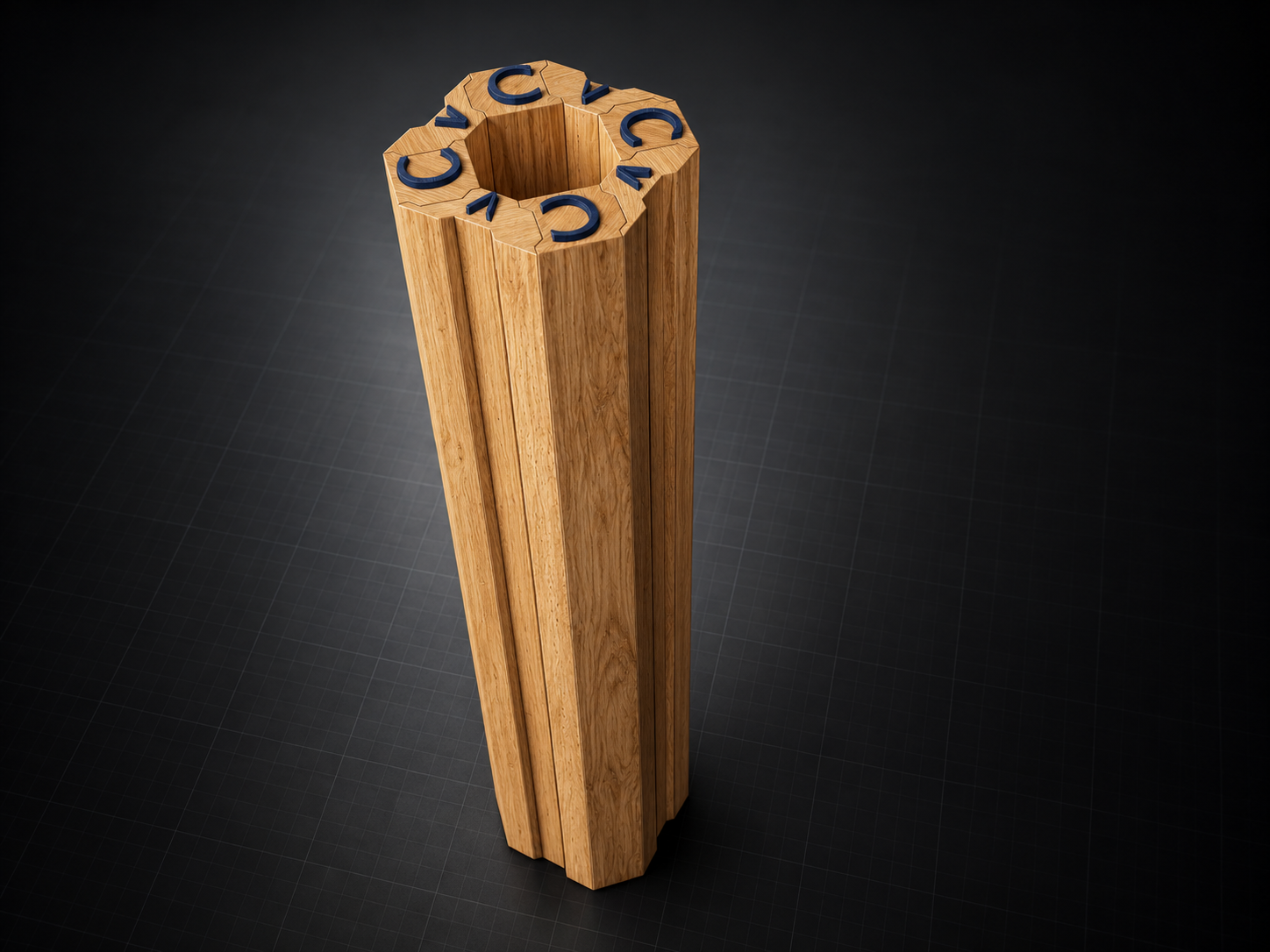 Six I-Wood members forming a hollow hexagonal post