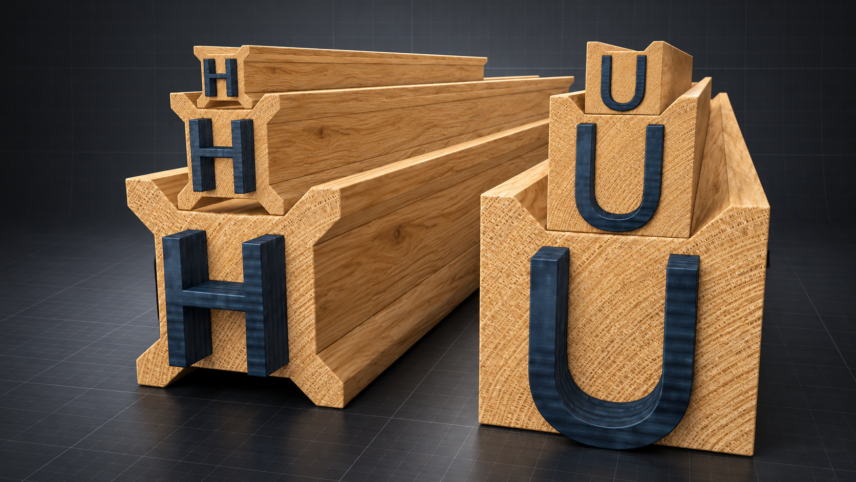 Small, Medium, and Large H and U profiles seated within the Valleys of the next larger size class