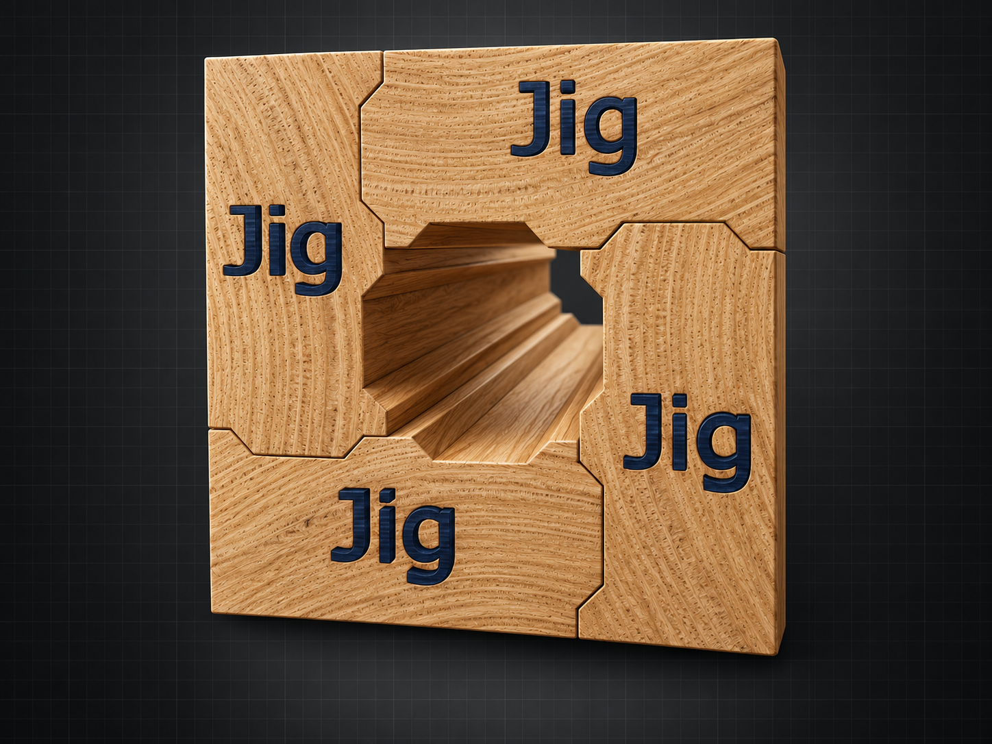 Four I-Wood Jig profiles assembled into a square fixture