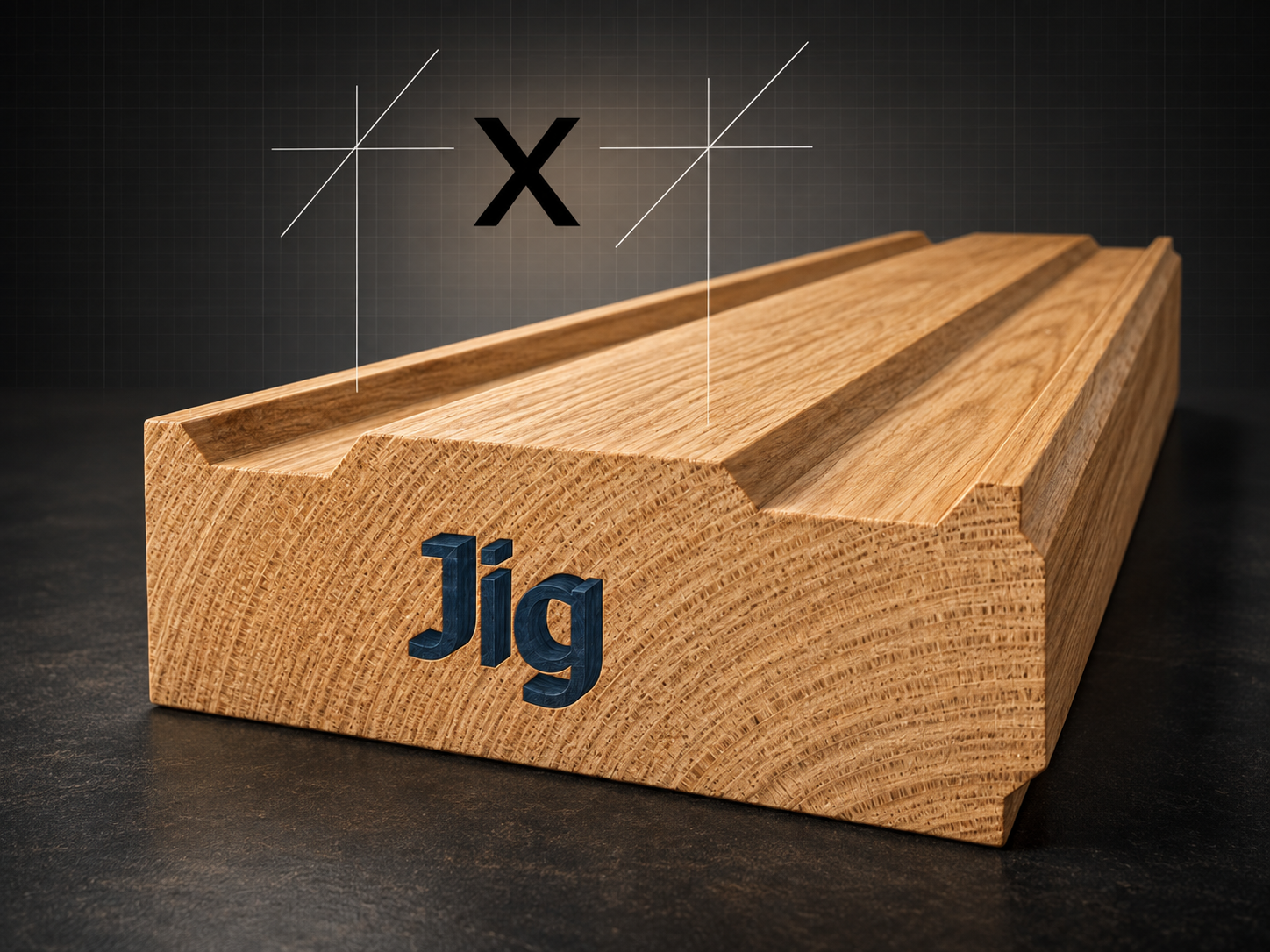 I-Wood Jig profile with adjustable dimension X between its locating faces