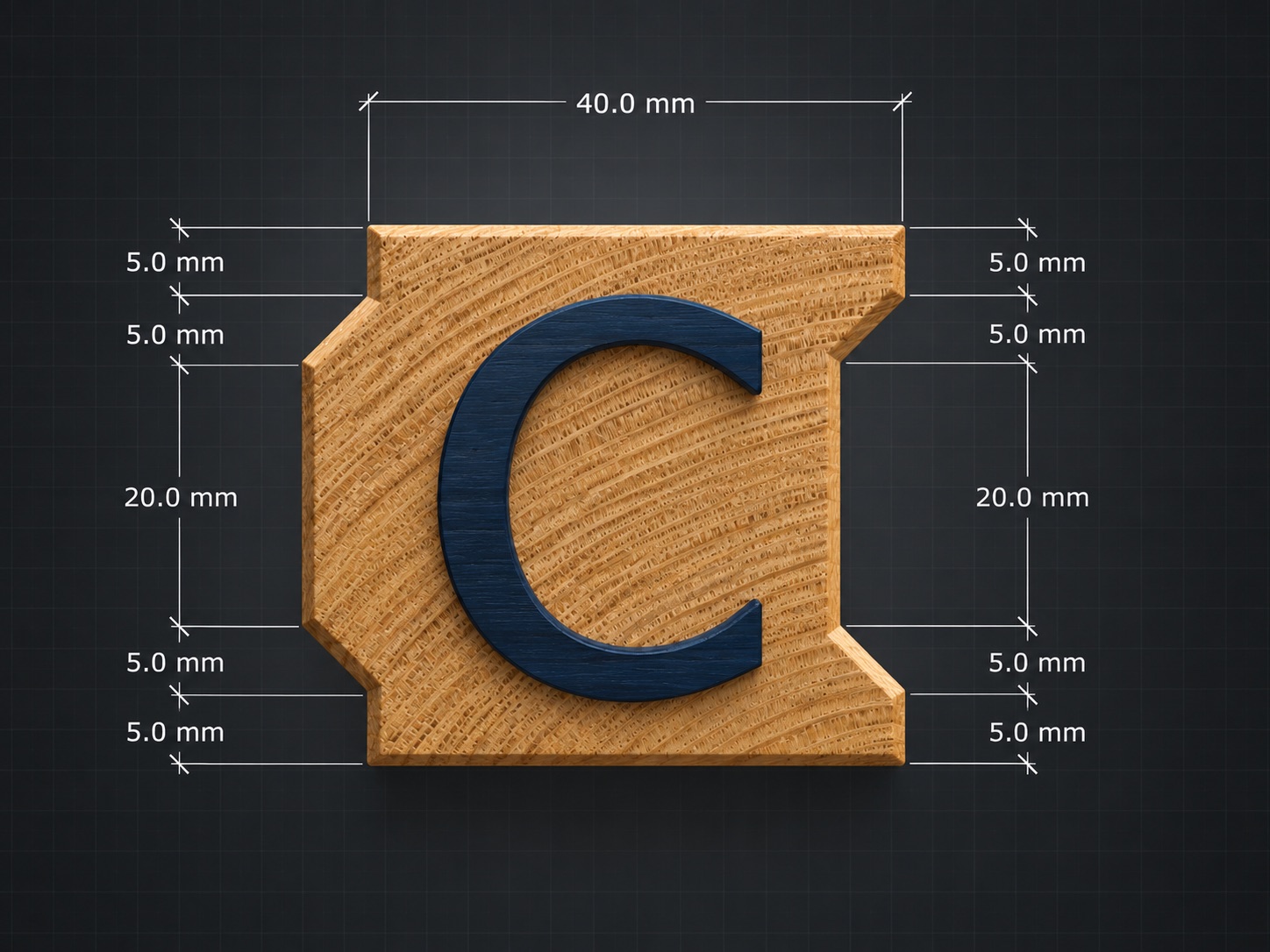 Dimensioned end view of the I-Wood C profile