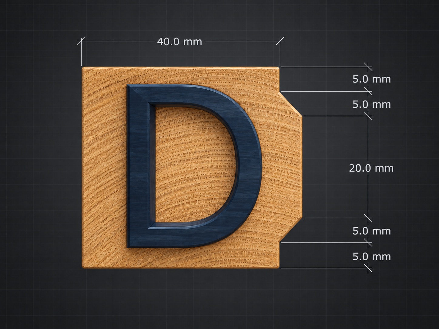 Dimensioned end view of the I-Wood D profile